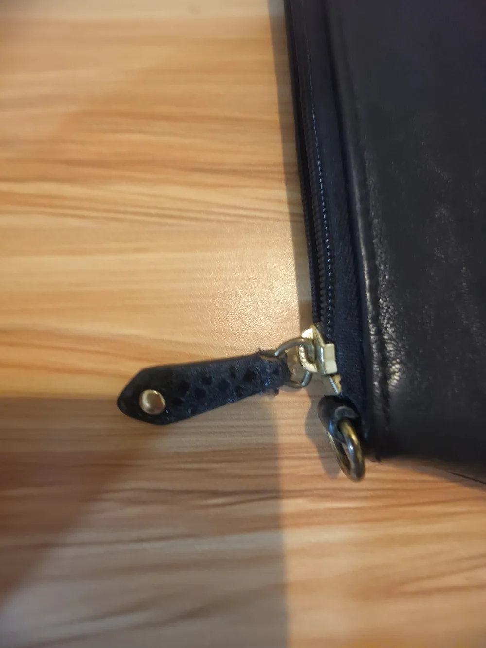 Coach Black Leather Wristlet with Gold Logo